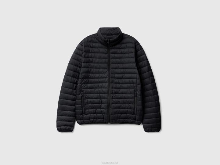 chaqueta acolchada de guata reciclada NHBF1188 negro hombres Benetton