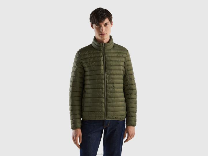 chaqueta acolchada de guata reciclada NHBF1197 verde militar hombres Benetton