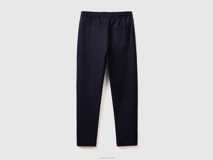 Joggers con cordón en mezcla de algodón NHBF4633 azul oscuro hombres Benetton