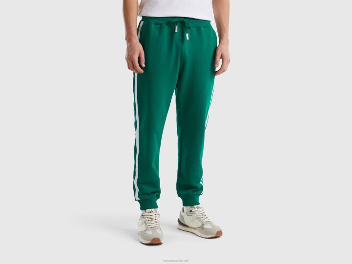 joggers con bandas laterales NHBF1424 verde oscuro hombres Benetton