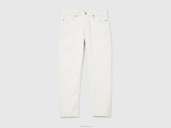 pantalones carrot fit NHBF1485 Blanco crema hombres Benetton