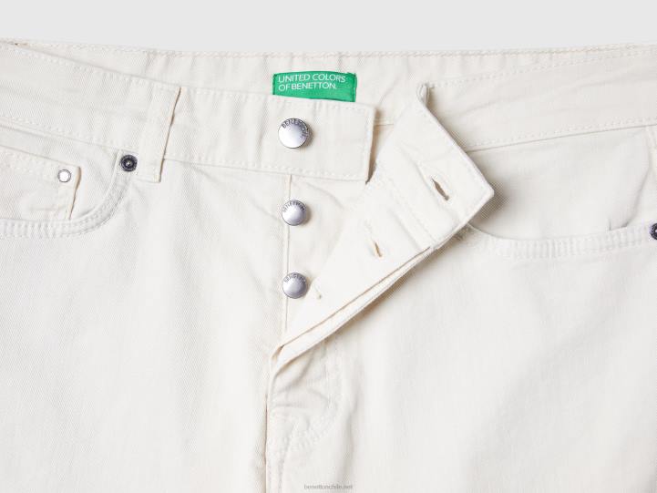pantalones carrot fit NHBF4674 Blanco crema hombres Benetton