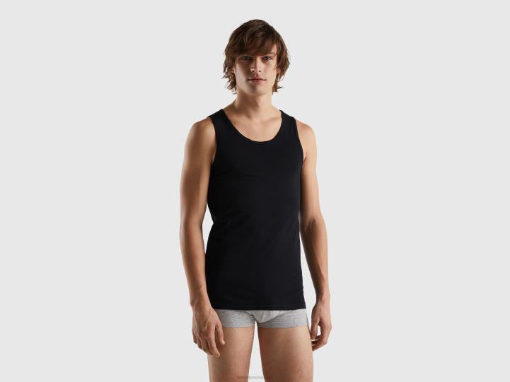 camiseta sin mangas de algodón orgánico elástico NHBF4725 negro hombres Benetton