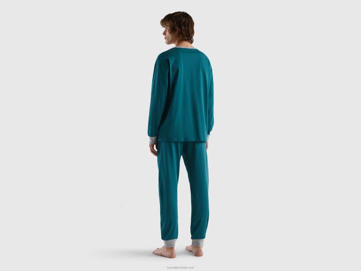 pijama con bolsa en 100% algodón NHBF4695 verde oscuro hombres Benetton