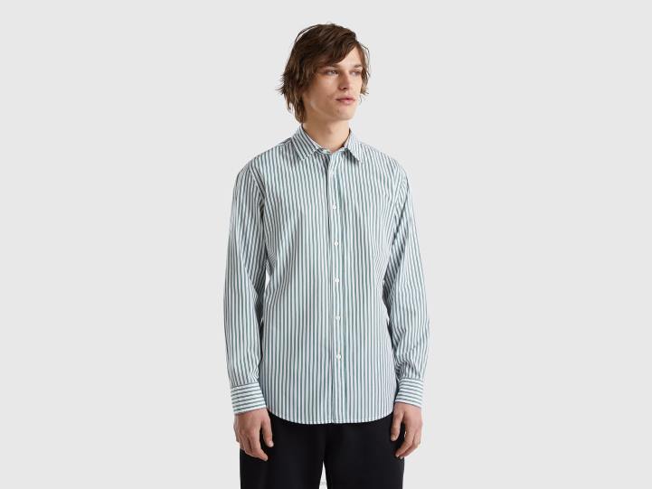 Camisa estampada 100% algodón orgánico NHBF1359 verde hombres Benetton