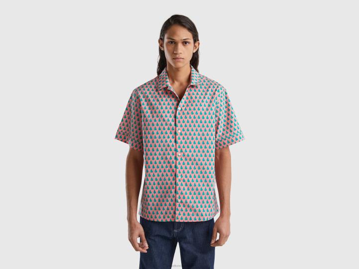 camisa rosa con estampado de peras NHBF1357 rosa hombres Benetton