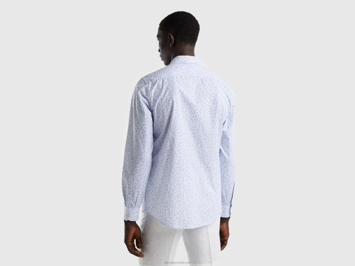 camisa slim con motivo NHBF4540 cielo azul hombres Benetton