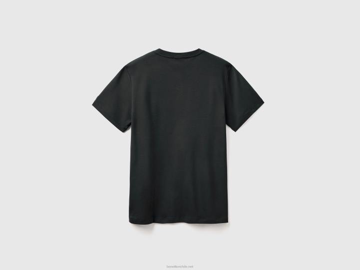 Camiseta 100% algodón NHBF4444 negro hombres Benetton