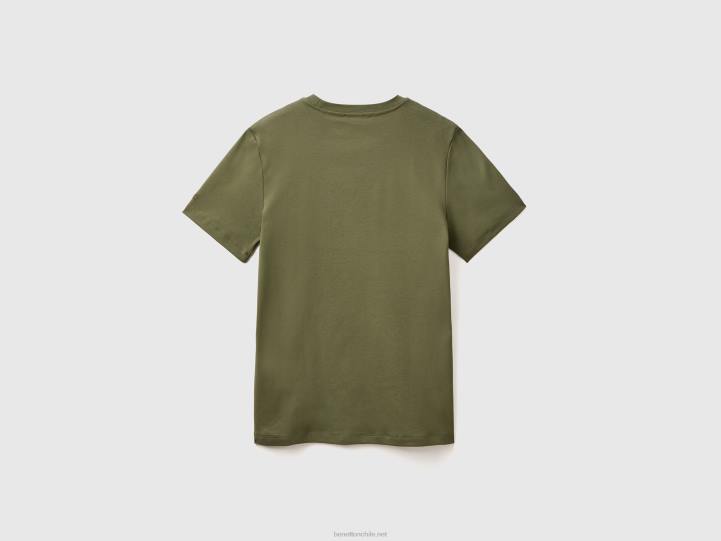 Camiseta 100% algodón NHBF4446 verde militar hombres Benetton