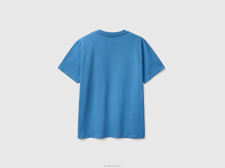 Camiseta 100% algodón con bolsillo NHBF4465 azul claro hombres Benetton