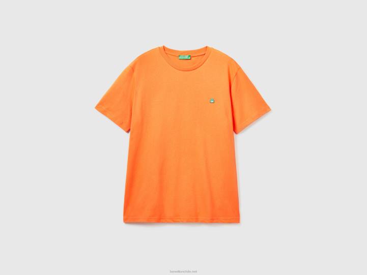 Camiseta básica 100% algodón orgánico NHBF1236 naranja hombres Benetton