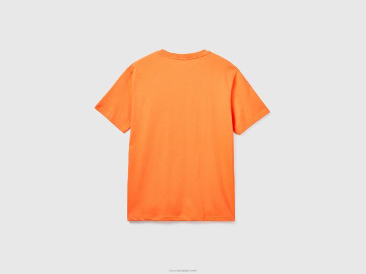 Camiseta básica 100% algodón orgánico NHBF1236 naranja hombres Benetton