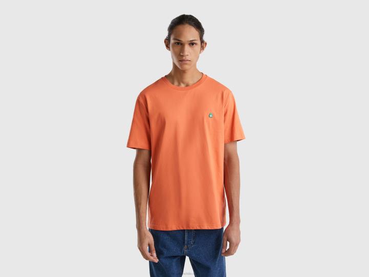 Camiseta básica 100% algodón orgánico NHBF4476 naranja hombres Benetton