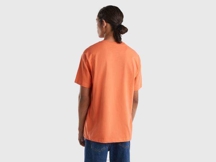 Camiseta básica 100% algodón orgánico NHBF4476 naranja hombres Benetton