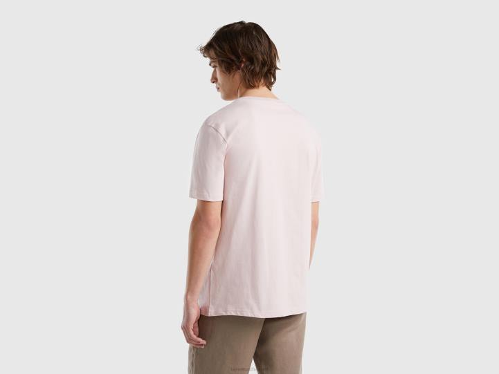 Camiseta básica 100% algodón orgánico NHBF4483 Rosa suave hombres Benetton