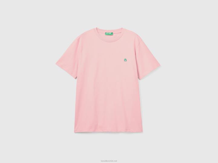 Camiseta básica 100% algodón orgánico NHBF4483 Rosa suave hombres Benetton