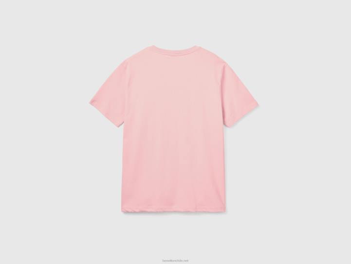 Camiseta básica 100% algodón orgánico NHBF4483 Rosa suave hombres Benetton