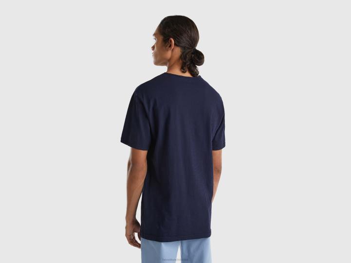 camiseta azul oscuro de algodón flameado NHBF1280 azul oscuro hombres Benetton