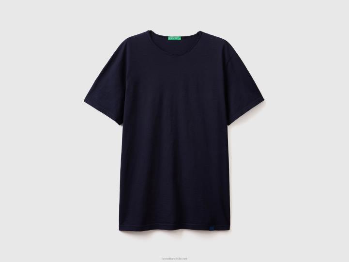 camiseta azul oscuro de algodón flameado NHBF1280 azul oscuro hombres Benetton