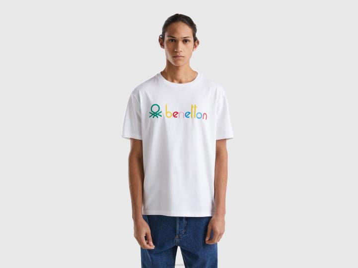 camiseta blanca con logo multicolor NHBF1251 blanco hombres Benetton