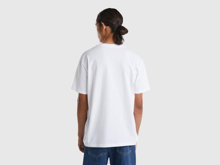 camiseta blanca con logo multicolor NHBF4462 blanco hombres Benetton