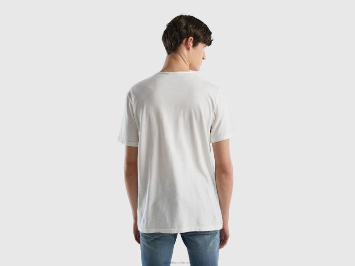 camiseta blanca de algodón flameado NHBF1307 blanco hombres Benetton