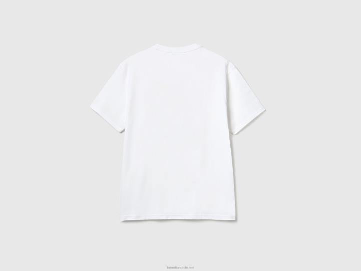 camiseta con cuello redondo y estampado NHBF1211 blanco hombres Benetton