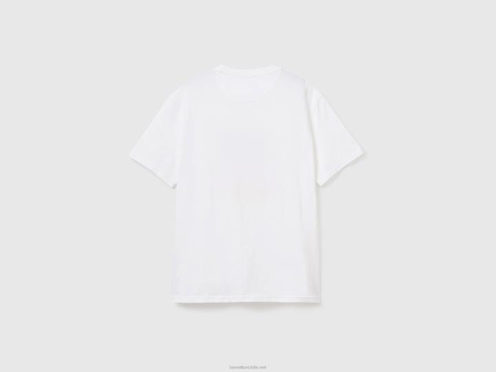 camiseta con cuello redondo y estampado NHBF1248 blanco hombres Benetton