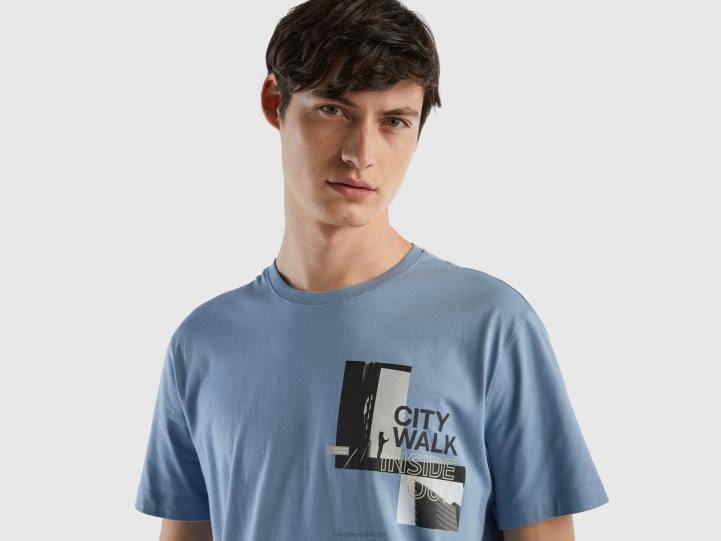 camiseta con foto impresa NHBF1215 fuerza aérea azul hombres Benetton