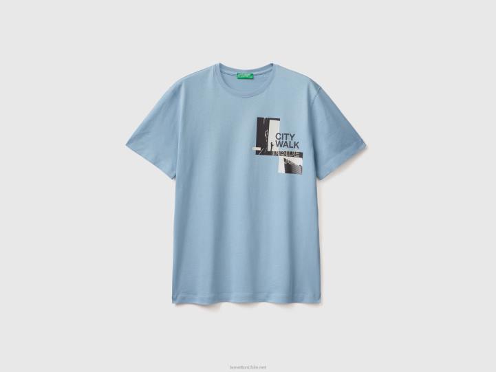 camiseta con foto impresa NHBF4470 fuerza aérea azul hombres Benetton