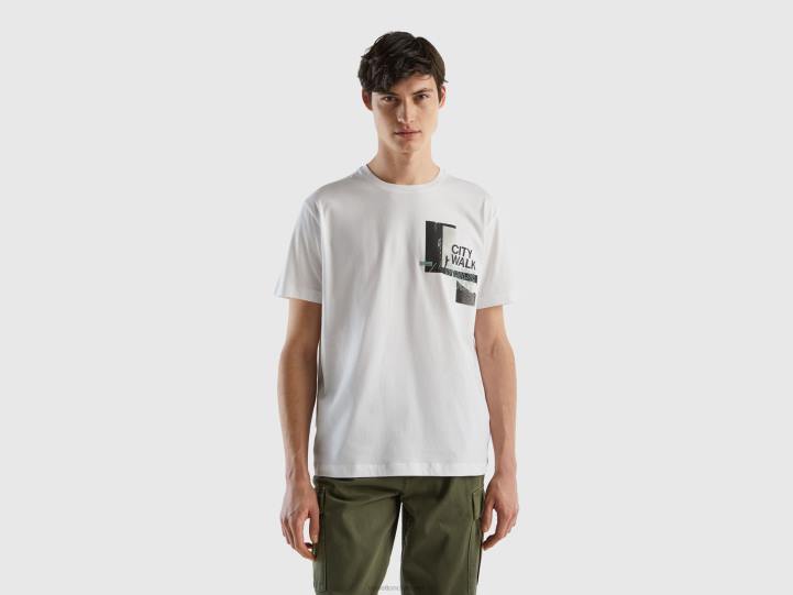 camiseta con foto impresa NHBF4479 blanco hombres Benetton