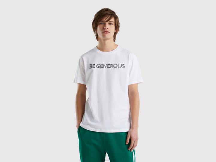 camiseta con texto bordado NHBF4463 blanco hombres Benetton