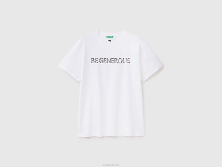 camiseta con texto bordado NHBF4463 blanco hombres Benetton