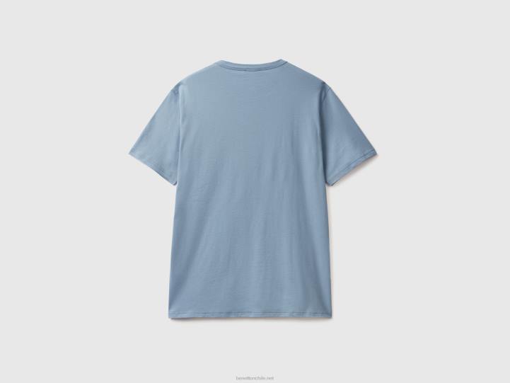 camiseta de algodón cálido NHBF4489 fuerza aérea azul hombres Benetton