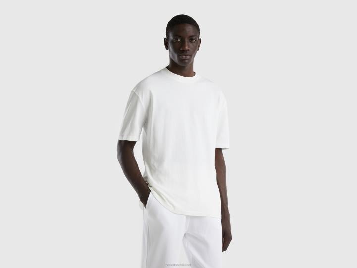 camiseta de manga corta con aberturas NHBF1273 Blanco crema hombres Benetton