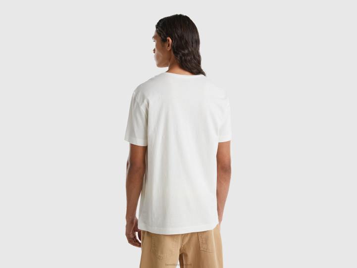 camiseta de mezcla de algodón y cachemira NHBF1234 Blanco crema hombres Benetton
