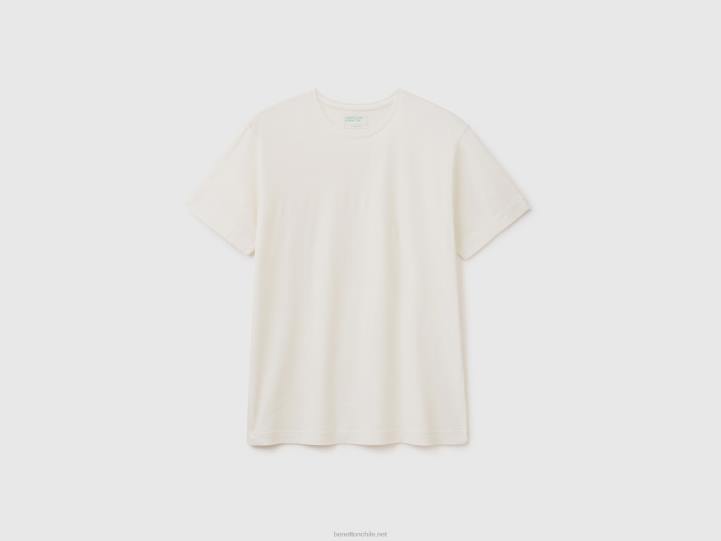 camiseta de mezcla de algodón y cachemira NHBF1234 Blanco crema hombres Benetton