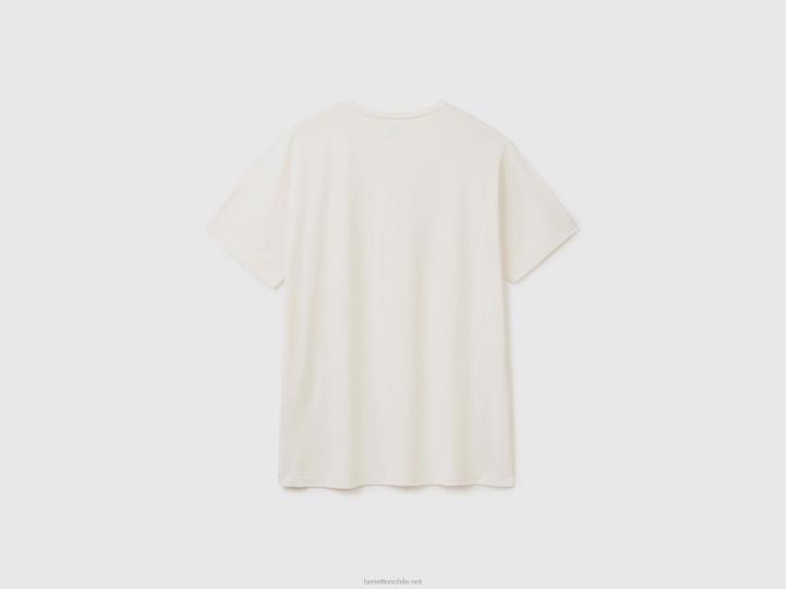 camiseta de mezcla de algodón y cachemira NHBF1234 Blanco crema hombres Benetton