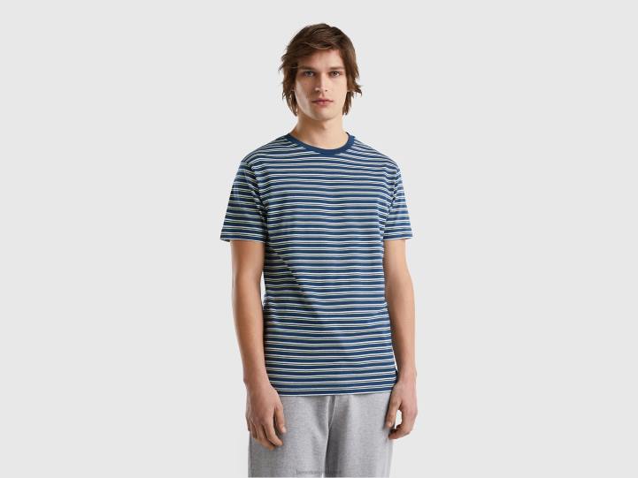 camiseta de rayas en 100% algodón NHBF1212 azul oscuro hombres Benetton