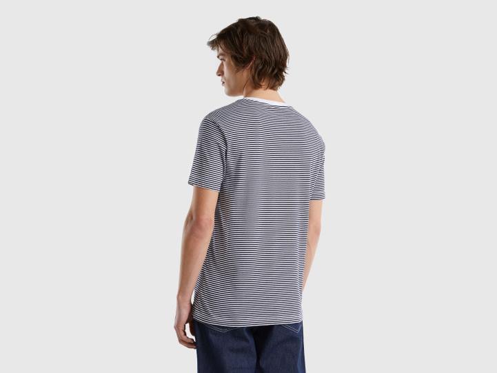 camiseta de rayas en 100% algodón NHBF1291 blanco hombres Benetton