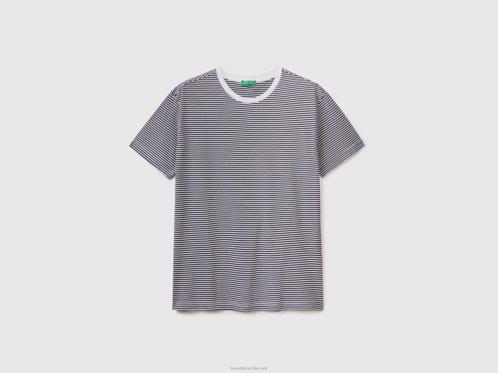 camiseta de rayas en 100% algodón NHBF1291 blanco hombres Benetton