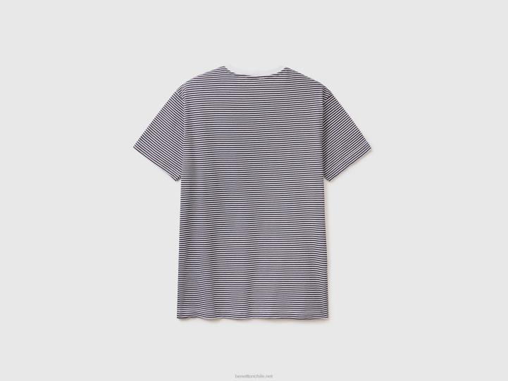 camiseta de rayas en 100% algodón NHBF1291 blanco hombres Benetton