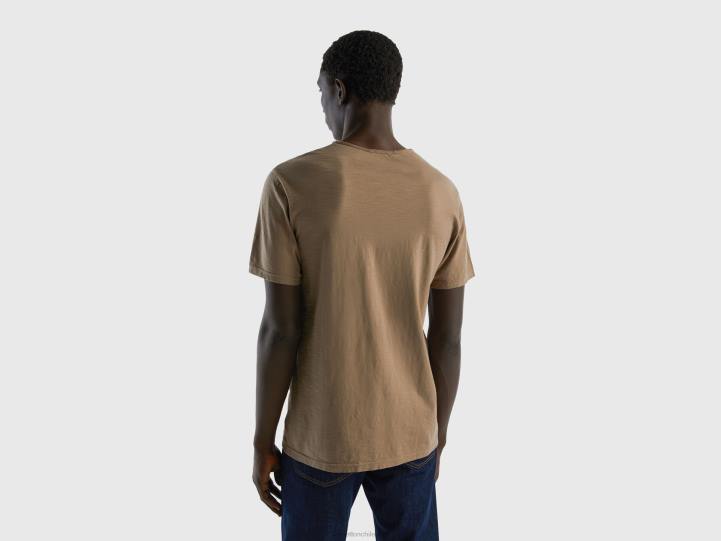 camiseta gris tórtola de algodón flameado NHBF4499 paloma gris hombres Benetton