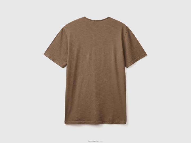 camiseta gris tórtola de algodón flameado NHBF4499 paloma gris hombres Benetton