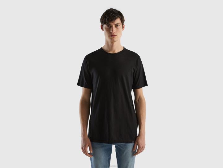 camiseta negra de algodón flameado NHBF1289 negro hombres Benetton