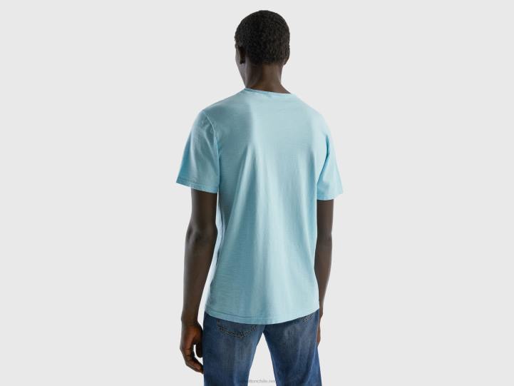 camiseta turquesa de algodón flameado NHBF1207 turquesa hombres Benetton