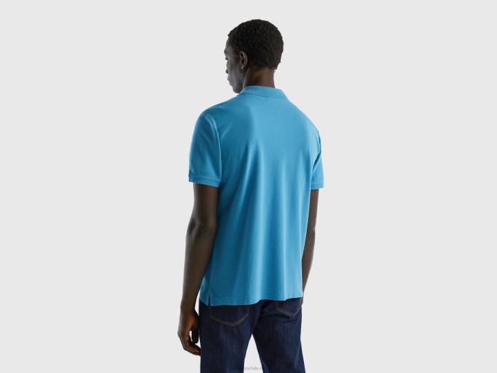 polo azul claro regular fit NHBF1384 turquesa hombres Benetton