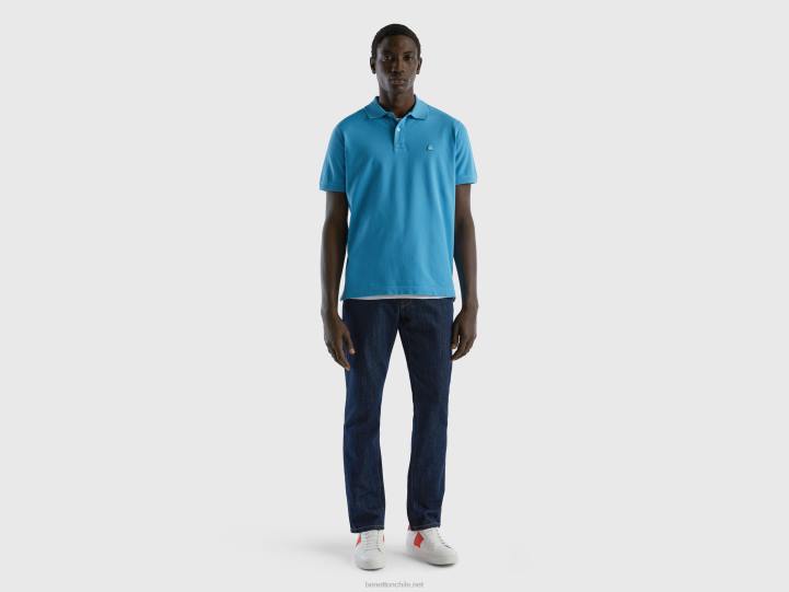 polo azul claro regular fit NHBF1384 turquesa hombres Benetton