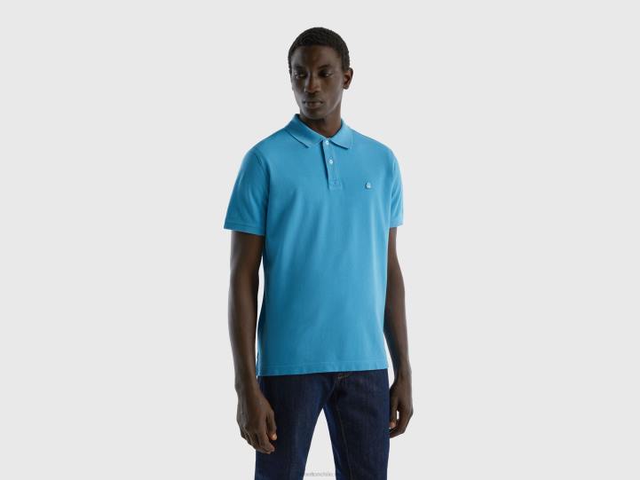 polo azul claro regular fit NHBF4568 turquesa hombres Benetton