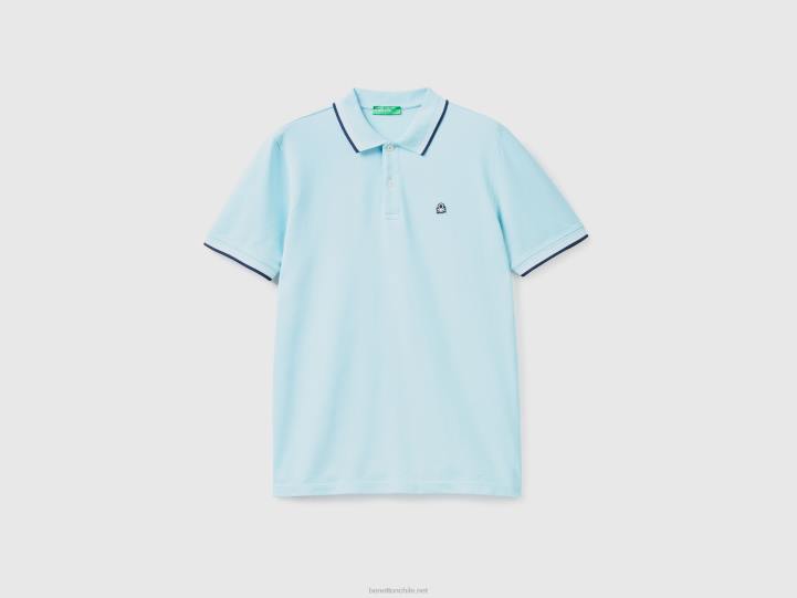 polo de algodón elástico de manga corta NHBF4583 turquesa hombres Benetton